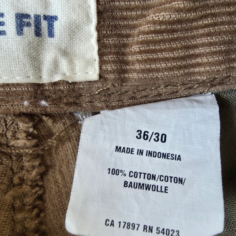 GAP Y2K Loose Fit Corduroy Pants 36x30 Brown Baggy Straight Leg Skater Grunge - Picture 6 of 13